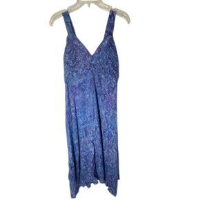 Nomadic Traders Periwinkle Blue Batik Print Smocked Sundress NWT Size M